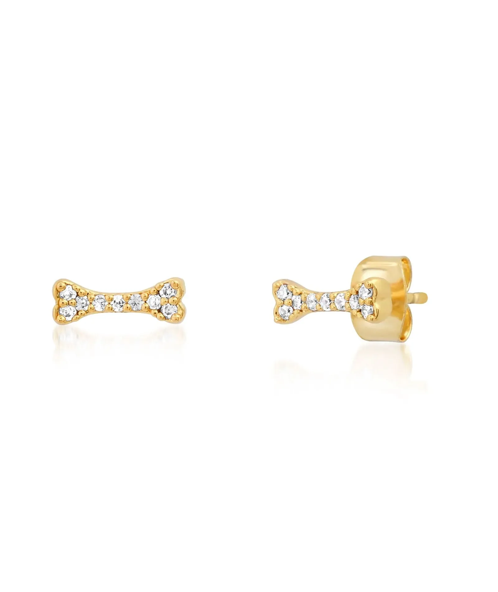 TAI Pave Dog Bone Studs