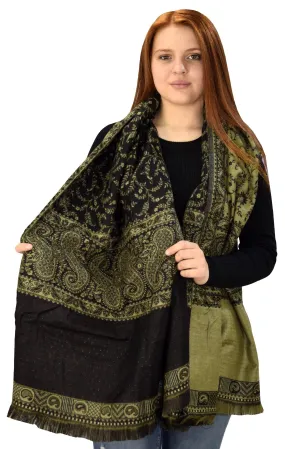 Thick 4 Ply Blanket Scarf Reversible Paisley Pashmina Thick Scarf Wrap Shawl Khaki/Tan