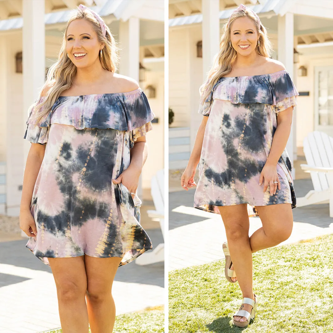 Those Springtime Blues Dress, Mauve Tie-Dye