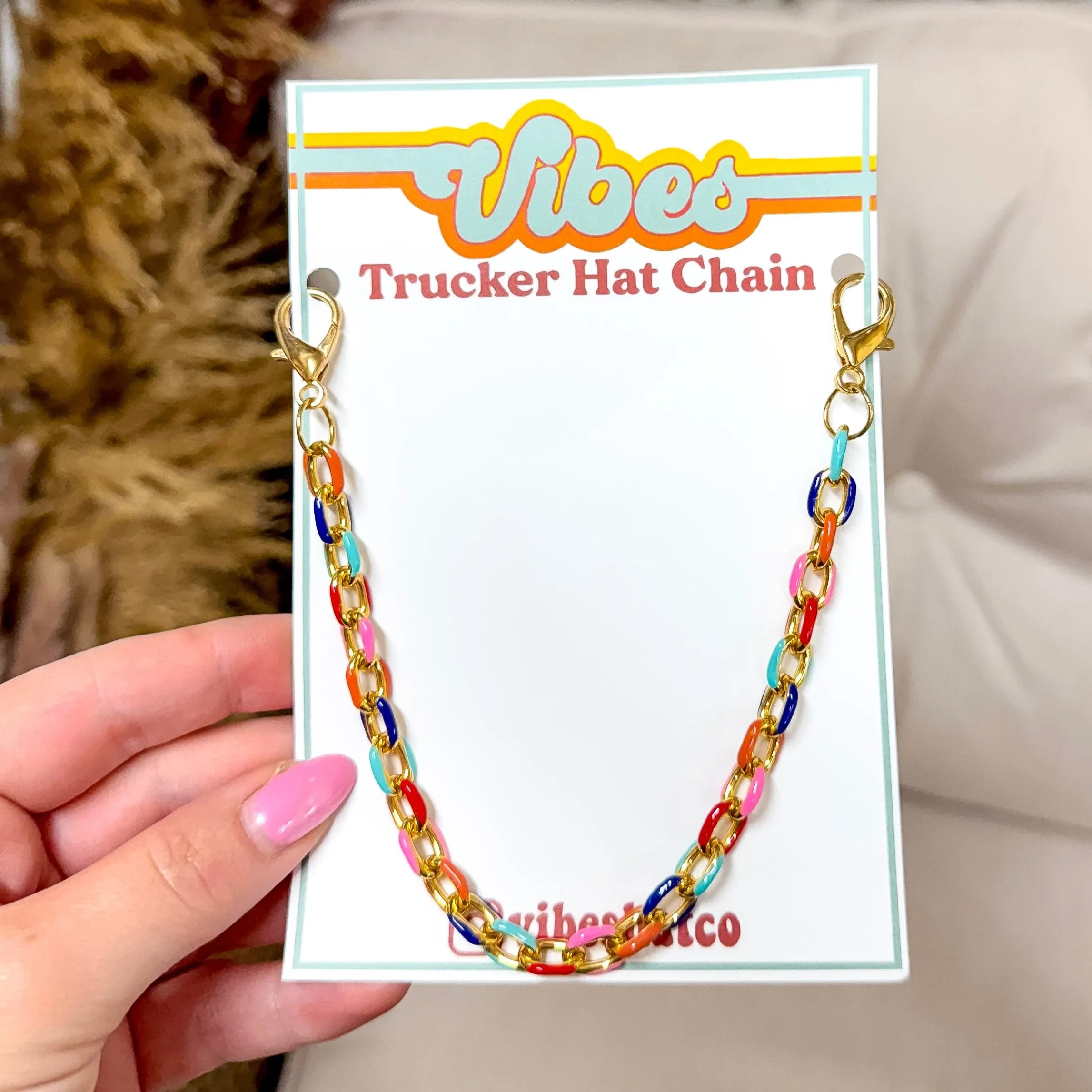 Trucker Hat Chain in Multicolored and Gold