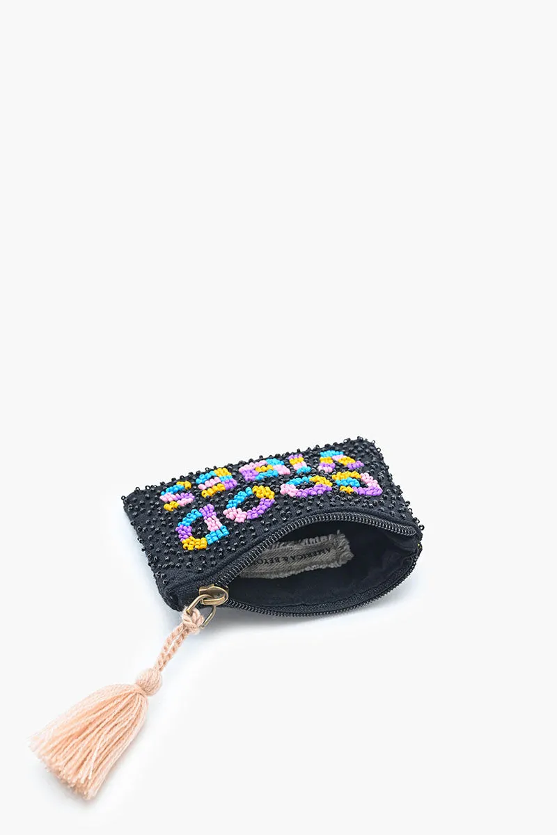 Vibrant Good Vibes Beaded Pouch