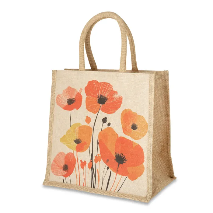 Vibrant Poppies Medium Jute Bag