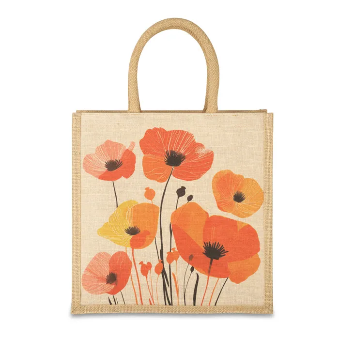 Vibrant Poppies Medium Jute Bag