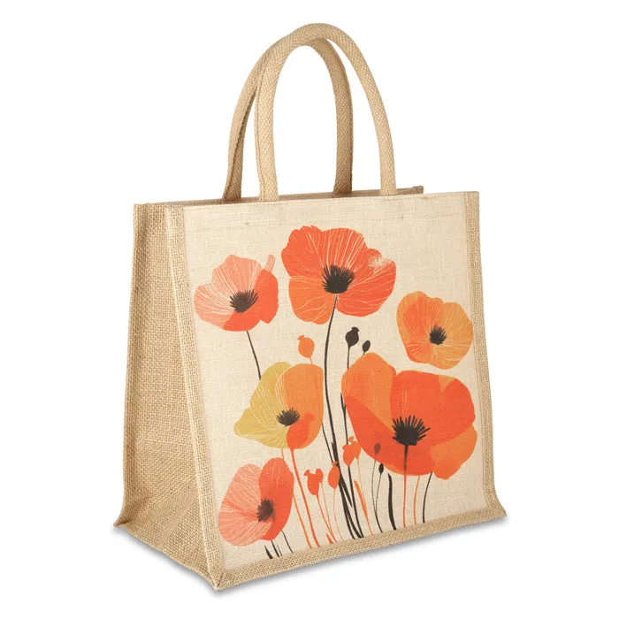 Vibrant Poppies Medium Jute Bag