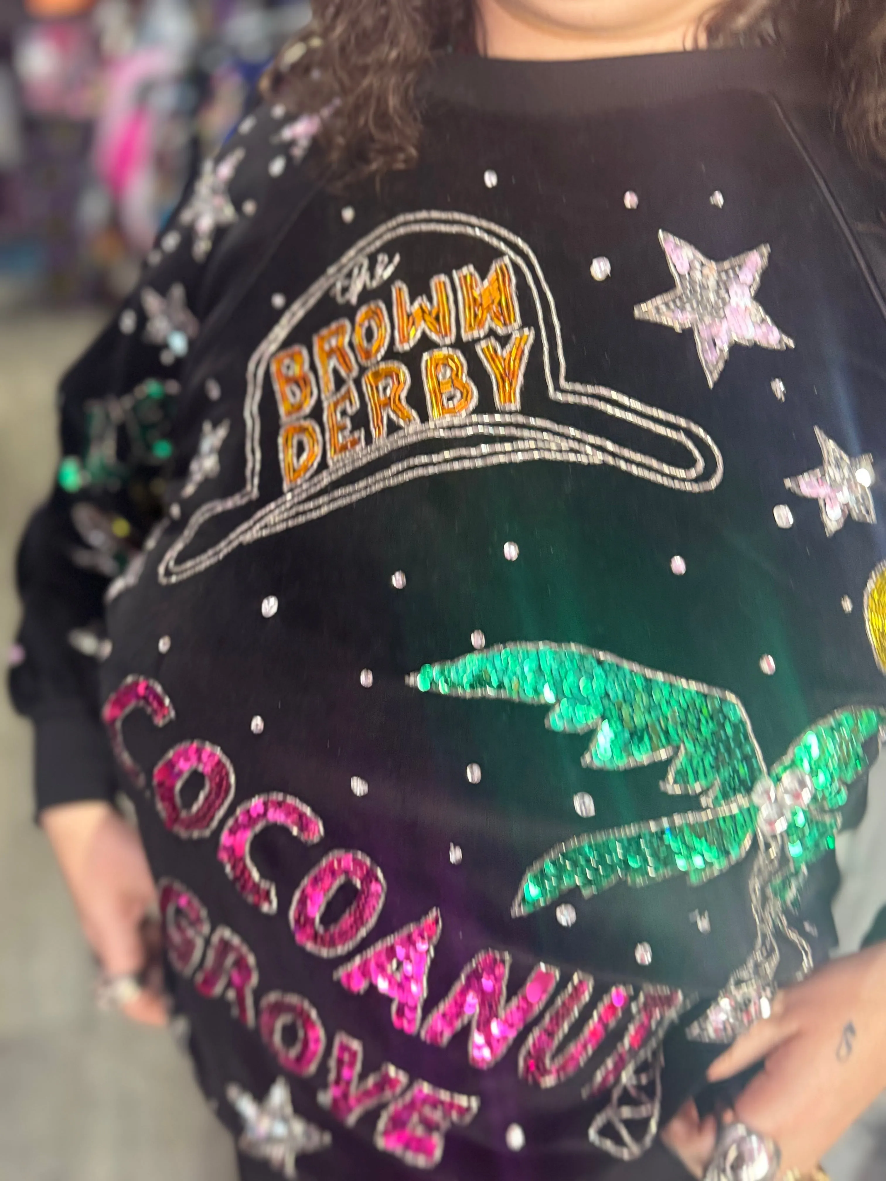 Vintage 80s Sequin Velour Coconut Grove Sweatshirt