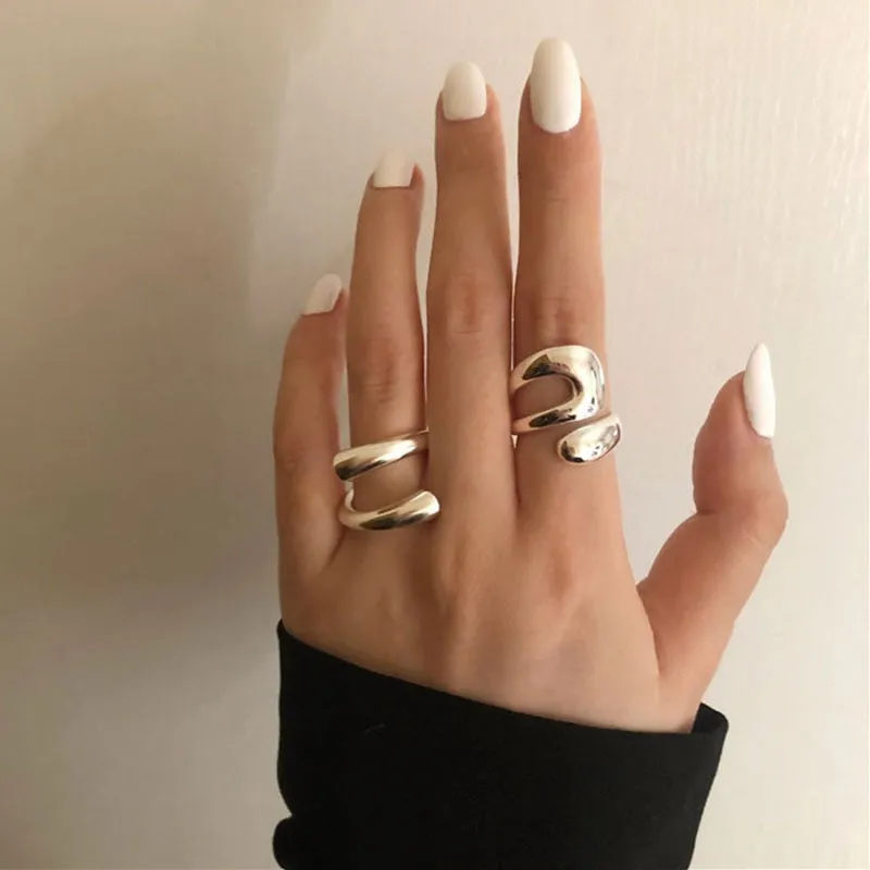 Women Minimalist 925 Stamp Rings